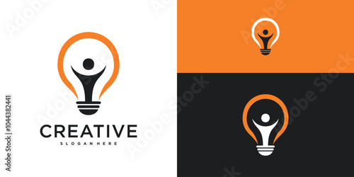 Creative smart people logo design. Premium Vector