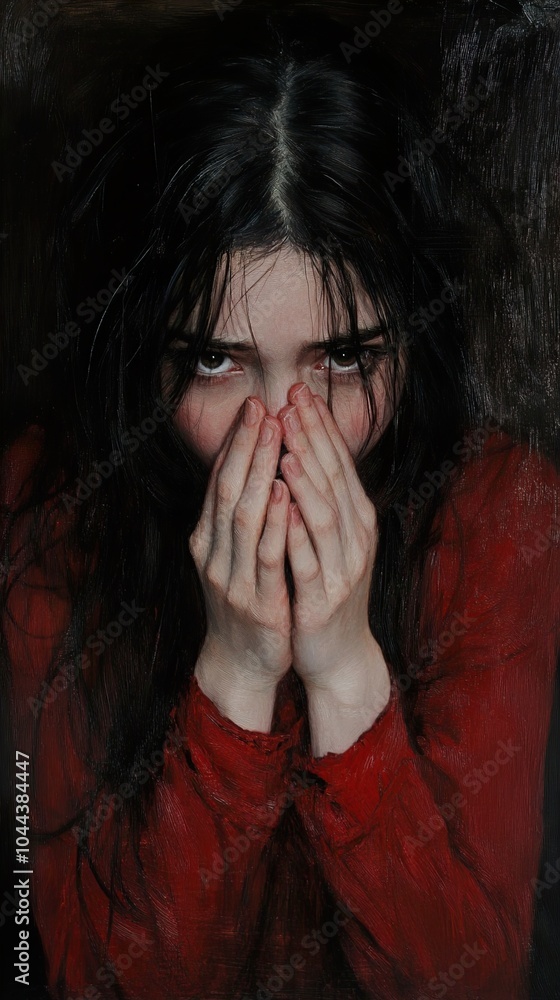 Woman in Red: A Portrait of Introspection Woman in Red: A Portrait of Introspection