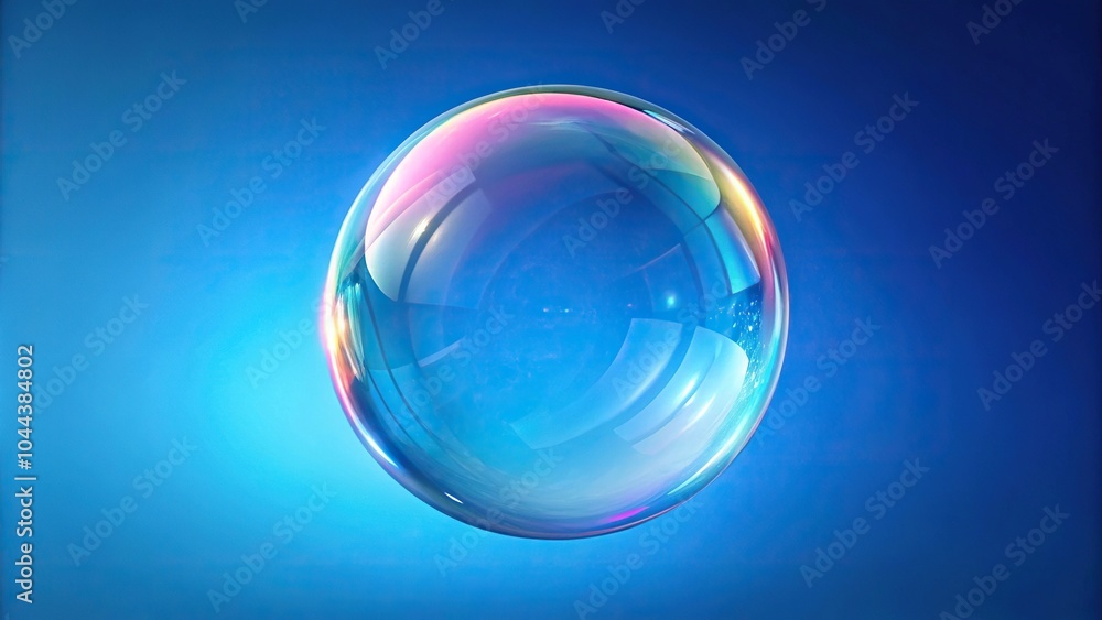 Realistic soap bubble or bubble gum on blue background Realistic soap bubble or bubble gum on blue background