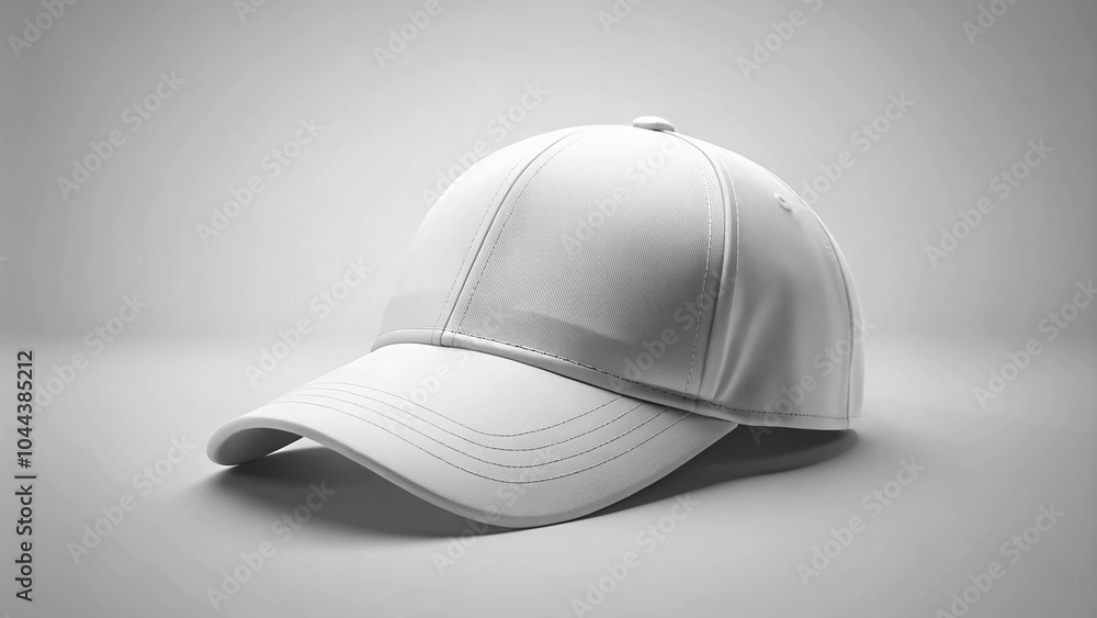 Fototapeta premium Realistic white baseball cap mockup isolated on background macro