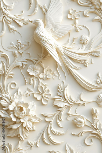 beautiful and attractive wall paper with some flower and animals generated by AI