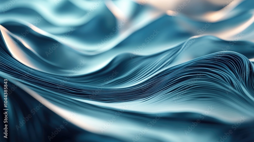 Obraz premium Abstract Blue Wavy Pattern with Soft Lighting