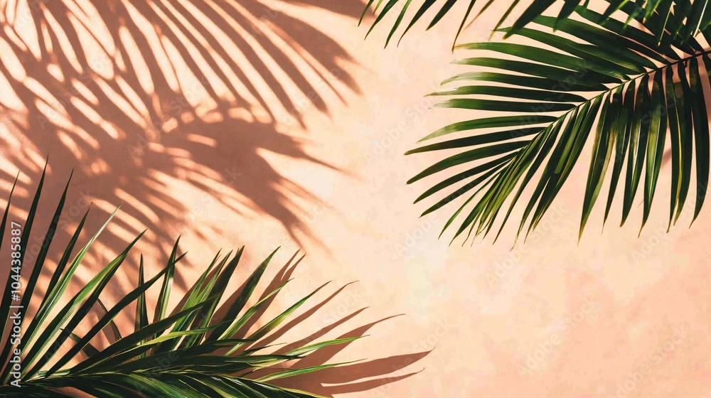 custom made wallpaper toronto digitalPalm Leaf Shadows on Peach Wall