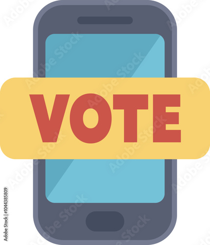 Smartphone is showing vote voting sign on its screen for online election