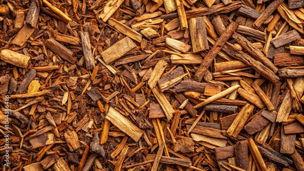 Recycled wood chips enriching soil in sustainable farming Recycled wood chips enriching soil in sustainable farming