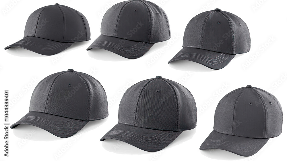 Black Baseball Caps on a Transparent Background Generative AI Black Baseball Caps on a Transparent Background Generative AI