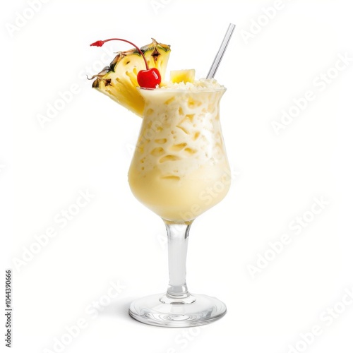 A fruity and tropical Pi甯絘 Colada cocktail with rum, coconut cream, pineapple juice