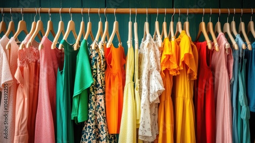 Wallpaper Mural Colorful Dresses Hanging on a Rack Torontodigital.ca