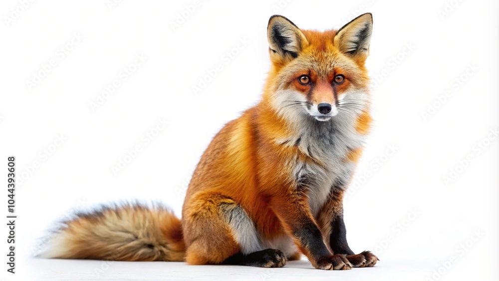 Fototapeta premium Red fox (Vulpes) with shallow depth of field isolated on white background