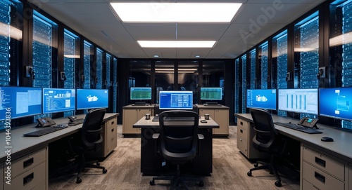 High security data center featuring encrypted systems and monitoring equipment background vital facility safeguarding sensitive information and mission parameters