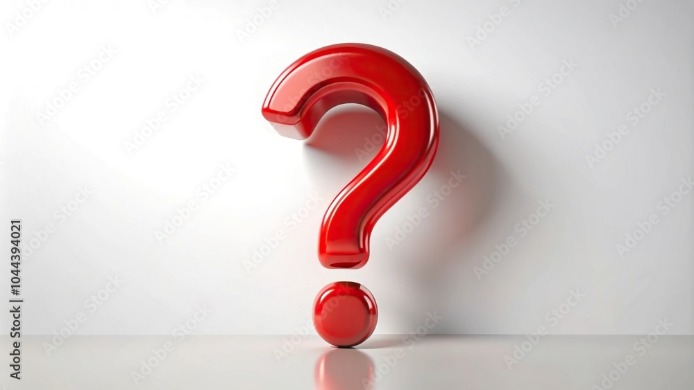 Red glossy question mark on a white background minimalist style Medium Shot Red glossy question mark on a white background minimalist style Medium Shot