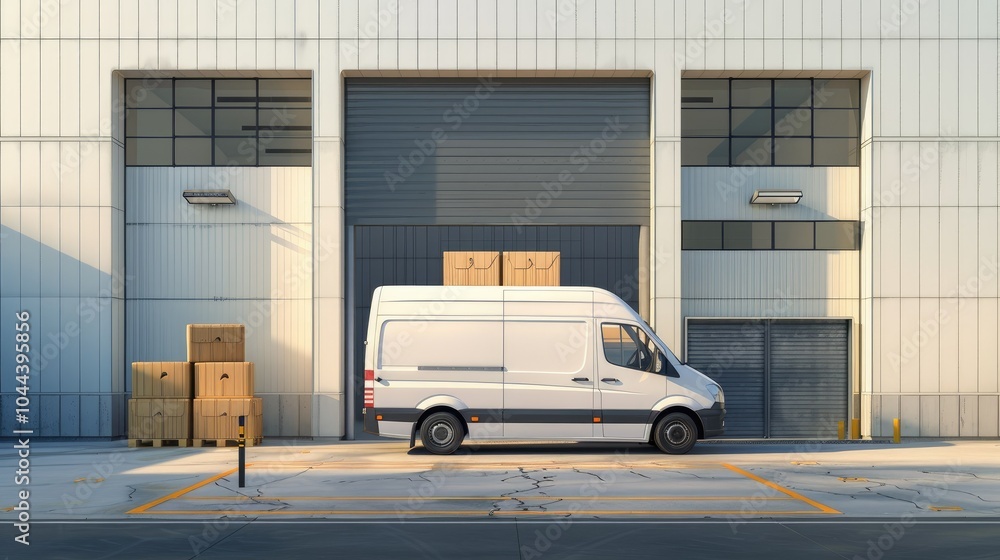 Delivery Van Parked Outside a Warehouse Delivery Van Parked Outside a Warehouse