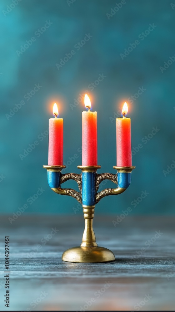 Three Candles Burning on a Candelabra. Three Candles Burning on a Candelabra.