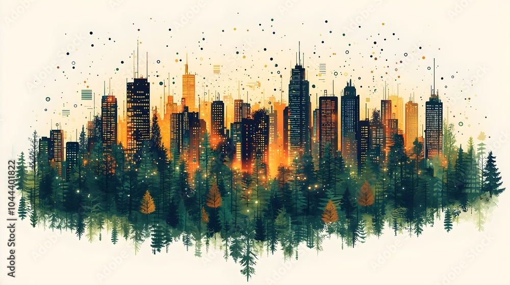 Fototapeta premium Binary Code Expanding into a Futuristic City Digital Growth and Technological Innovation Powering Urban Development