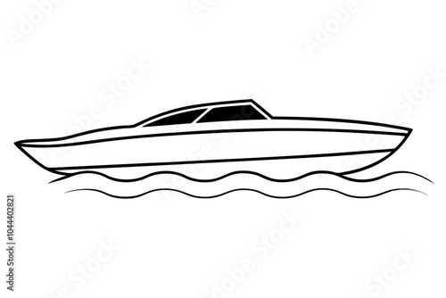 Speedboat on Water | isolated vector silhouette illustration on white background