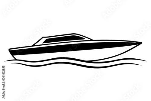 Speedboat on Water | isolated vector silhouette illustration on white background