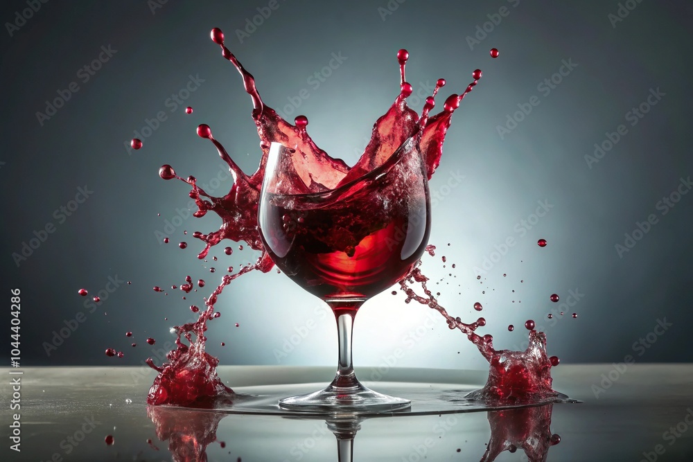 Fototapeta premium Red wine splash on nature background high angle, isolated