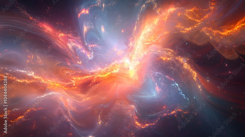 Obraz premium Fractal waves of light surrounding the being as it embodies the essence of creation and the universe