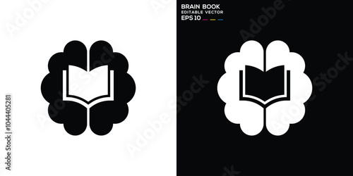 Design template of brain and book. Intelligence, smart, learning. Icon symbol EPS 10