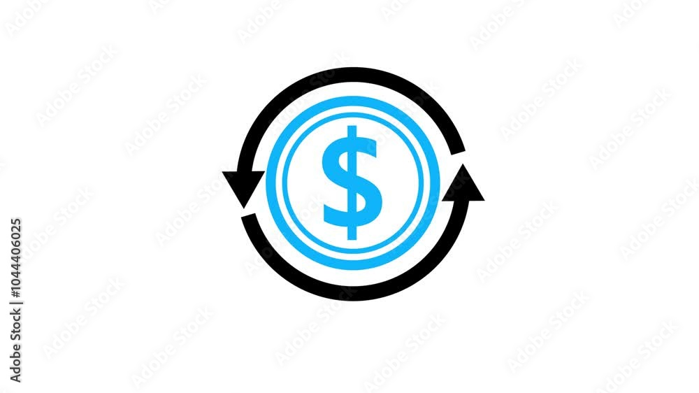 Dollar sign icon, on circle pointer animation background Dollar sign icon, on circle pointer animation background