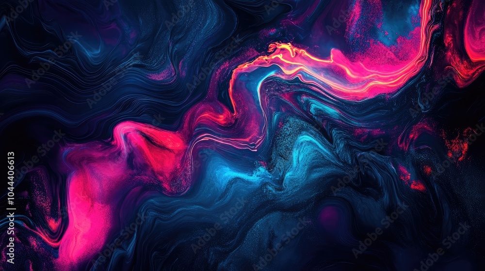 Obraz premium Abstract Swirls of Blue, Pink, and Yellow Paint