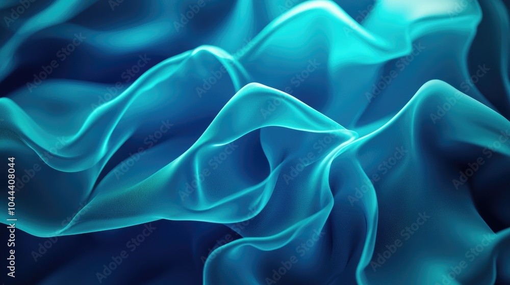 Obraz premium Abstract Blue Fabric Draped with a Smooth Flowing Texture