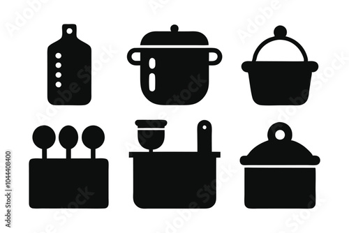 Set of Cocina black icons design isolated on white background