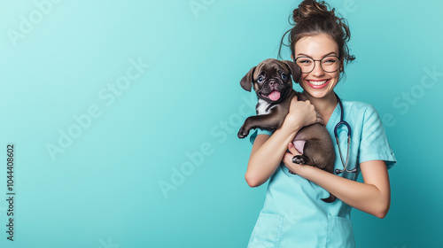 Joyful Veterinarian with Ad...