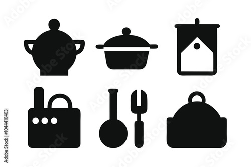 Set of Cocina black icons design isolated on white background