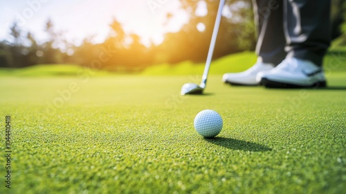 Male golfer in golf attire on green (golf course, institution, member)