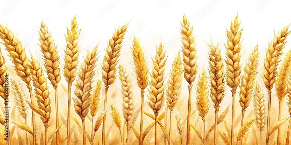 Reflected golden wheat field watercolor style isolated on white clip art Reflected golden wheat field watercolor style isolated on white clip art