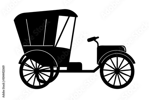 Rickshaw on Street | isolated vector silhouette illustration on white background