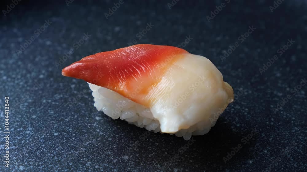 Closeup of Surf Clam sushi on the white plate. Closeup of Surf Clam sushi on the white plate.
