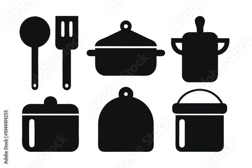 Set of Cocina black icons design isolated on white background