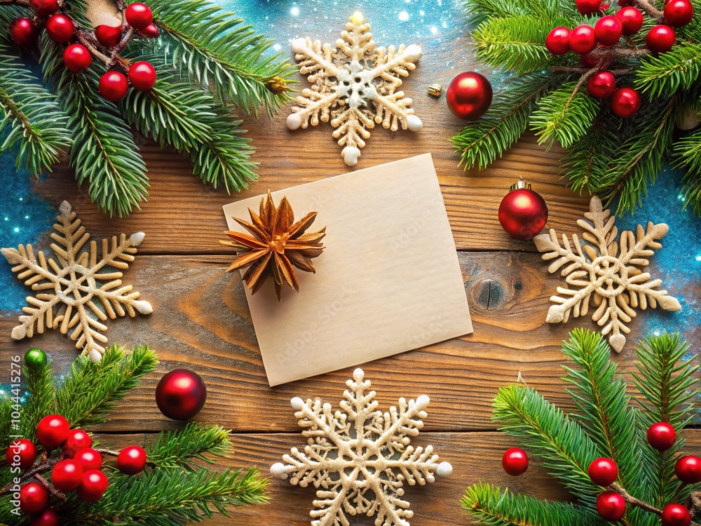 An exquisite Christmas background adorned with decorative snowflakes, featuring blank note paper for thoughtful personal messages to share your holiday spirit with loved ones. An exquisite Christmas background adorned with decorative snowflakes, featuring blank note paper for thoughtful personal messages to share your holiday spirit with loved ones.