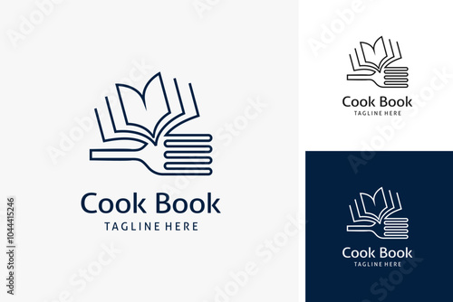 Book and fork for cook book logo design