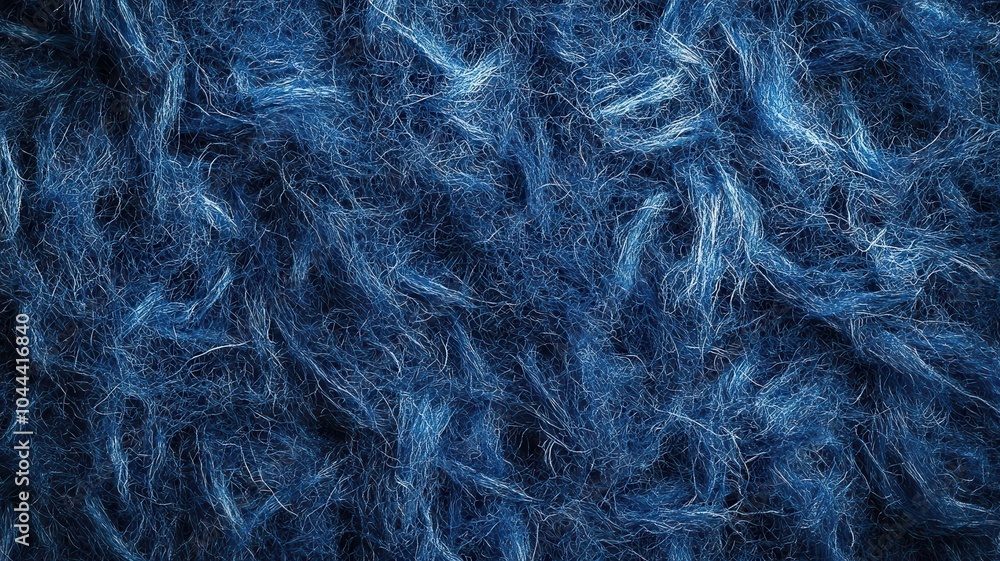 Obraz premium Close-up of recycled denim insulation, blue fibers, sustainable building solution, detailed texture, photorealistic