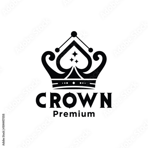 King Crown with Ace Spade pen for education school campus logo design