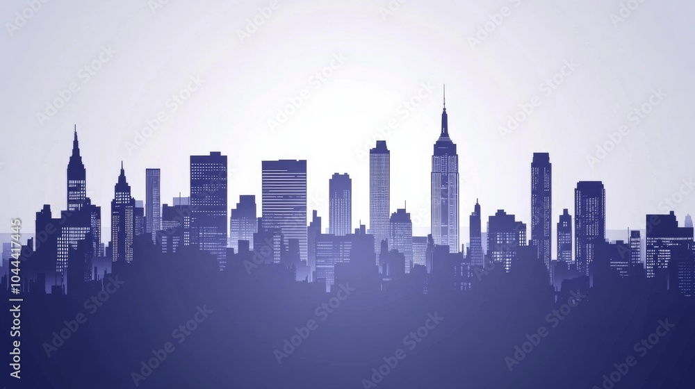 Naklejka premium Evening Skyline with High Contrast and Shadows