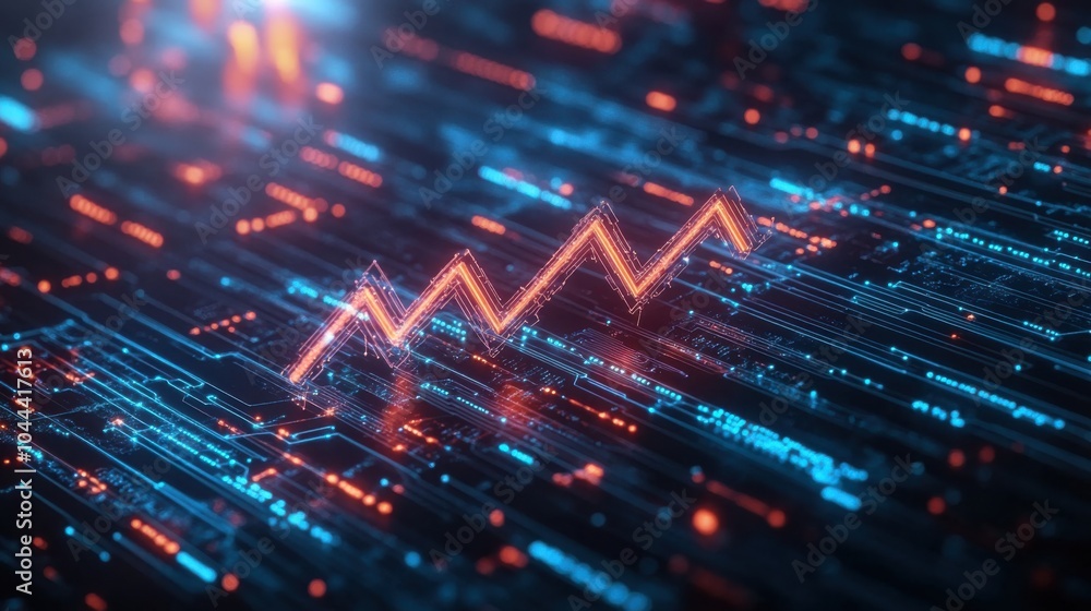 Bold Upward Arrow with Circuits Background Bold Upward Arrow with Circuits Background