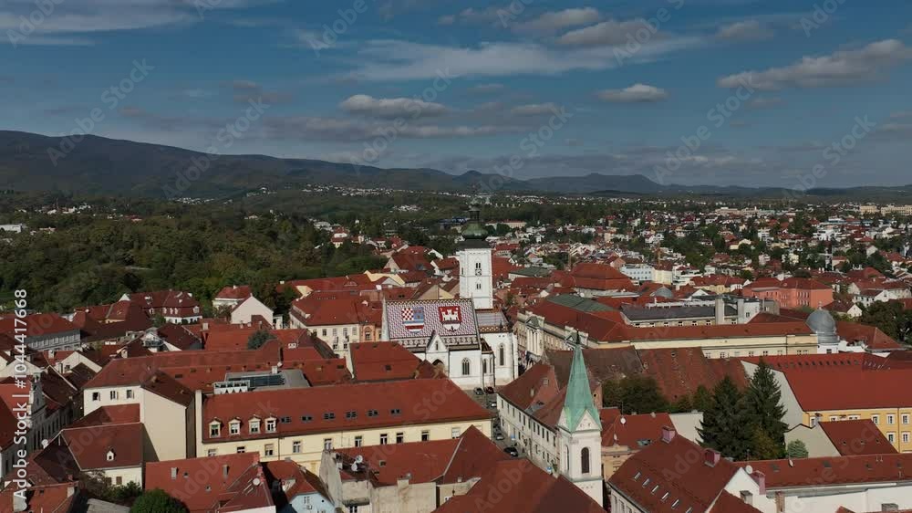 Green zone of Zagreb historic city center aerial view, famous landmarks of capital of Croatia Green zone of Zagreb historic city center aerial view, famous landmarks of capital of Croatia