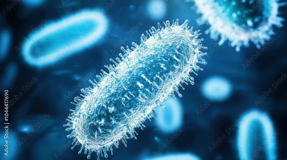 Fototapeta premium Ancient microbes under microscope reveal intricate cellular structures, showcasing their mysterious and ancient nature, ideal for scientific and educational content.