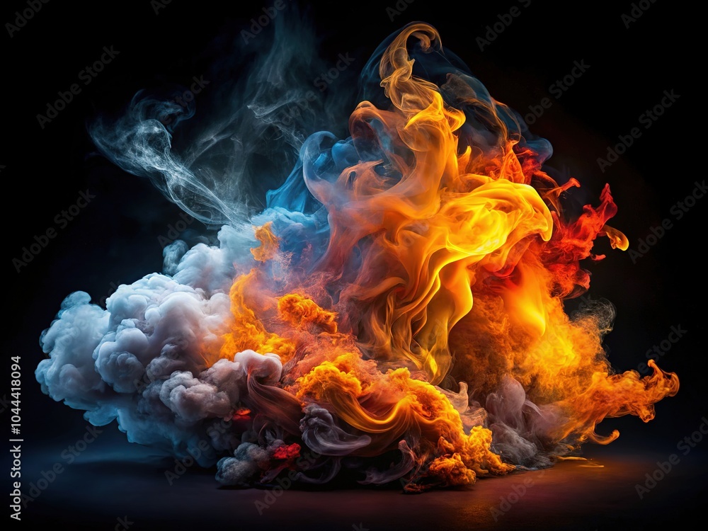 Captivating smoke and fire swirl dramatically over a dark canvas, offering stunning visual elements ideal for artistic expression and innovative creative endeavors. Captivating smoke and fire swirl dramatically over a dark canvas, offering stunning visual elements ideal for artistic expression and innovative creative endeavors.