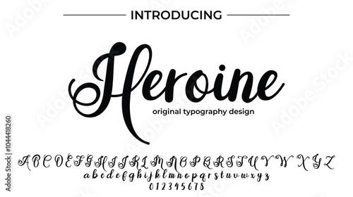 Heroine Font Stylish brush painted an uppercase vector letters, alphabet, typeface