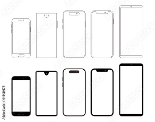 様々なスマートフォンやスマートウォッチの画面。モックアップ素材。携帯電話。