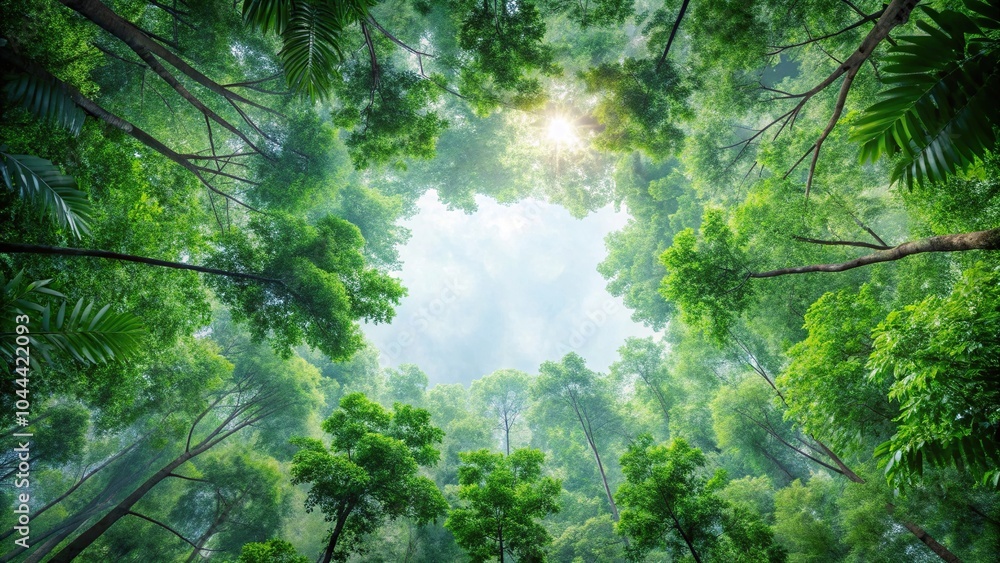 Obraz premium Serene minimalist nature print with abstract rainforest canopy