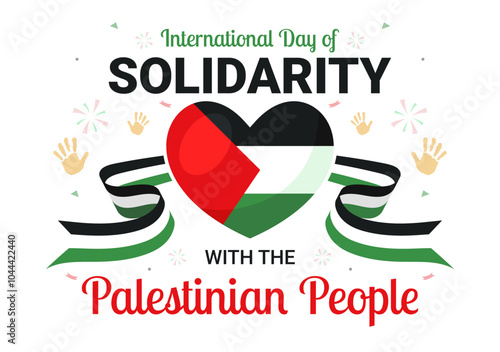 International Day of Solidarity with the Palestinian People Vector Illustration on 29 November, Featuring the Palestine Waving Flag in a Background