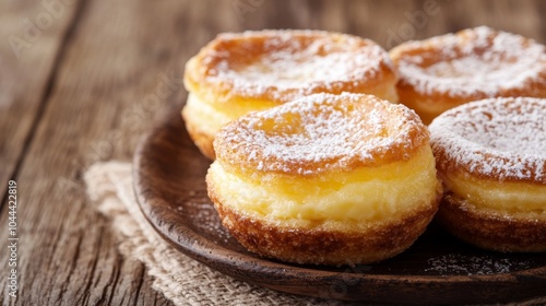 Wallpaper Mural Creamy Pastel de Nata on a Wooden Table Torontodigital.ca