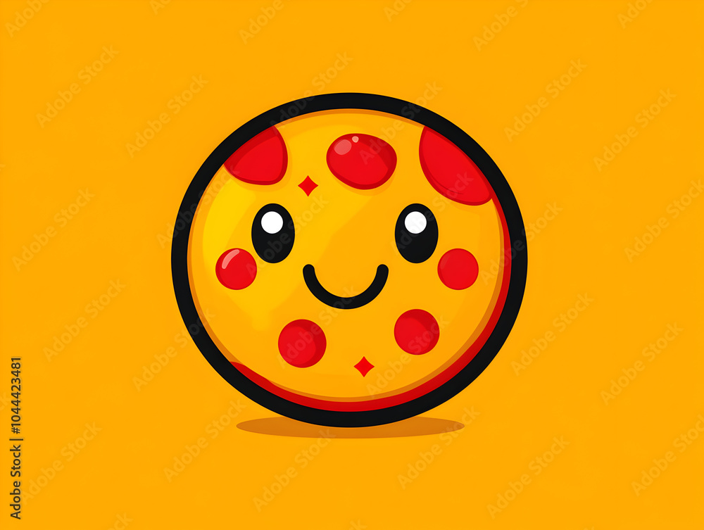 Fototapeta premium Happy Cartoon Pizza Slice with Smiley Face in Colorful Digital Art