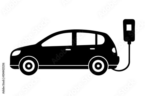 Electric Car Charging | isolated vector silhouette illustration on white background